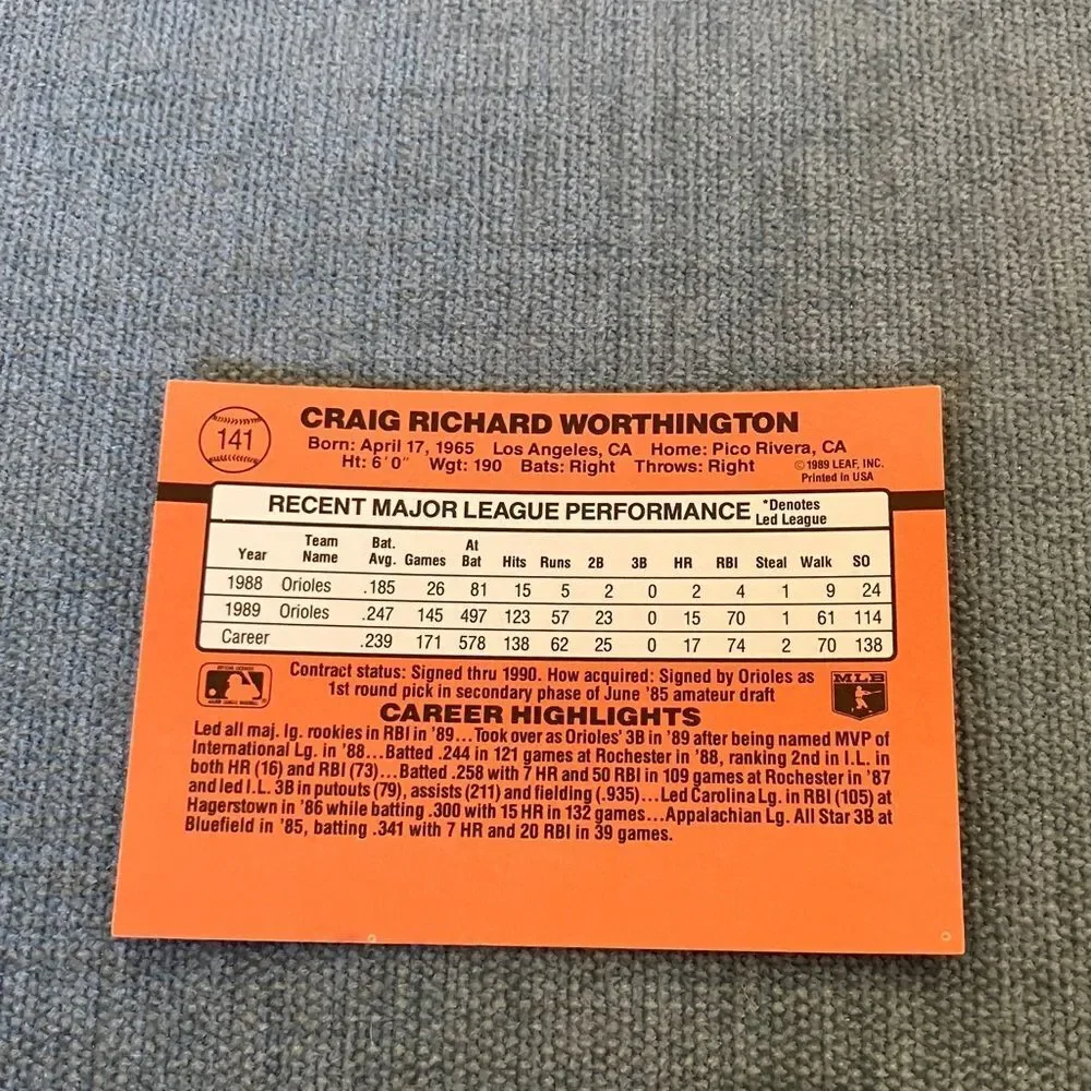 1990 Donruss Baltimore Orioles Baseball Card Trading Card